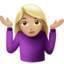 Woman Shrugging: Medium-Light Skin Tone emoji on Apple