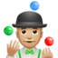 Jongleur: mittelhelle Hautfarbe-Emoji auf Apple