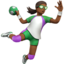 Emoji Jogadora de handebol: pele morena escura no Apple