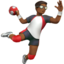 Handballspieler: mitteldunkle Hautfarbe-Emoji auf Apple