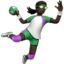 Woman Playing Handball: Dark Skin Tone emoji on Apple