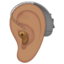 Ohr mit Hörgerät: mittlere Hautfarbe-Emoji auf Apple
