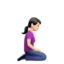 Apple üzerinde Diz çöken kadın: açık cilt tonu sağa dönük emojisi