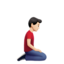 Man Kneeling Facing Right: Light Skin Tone emoji on Apple