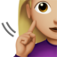 Gehörlose Frau: mittelhelle Hautfarbe-Emoji auf Apple