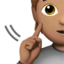 Emoji Pessoa surda: pele morena no Apple