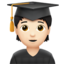 Student: Light Skin Tone emoji on Apple