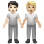 Emoji Deux personnes se tenant la main : peau claire et peau moyennement claire sur Apple