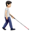 Emoji Personne avec une canne blanche : peau claire et vers la droite sur Apple