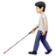 Person with White Cane: Light Skin Tone emoji on Apple