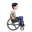 Emoji Pessoa em cadeira de rodas manual: pele clara e de frente para a direita no Apple