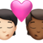 Emoji Berciuman: dewasa, dewasa, warna kulit cerah, warna kulit gelap-sedang di Apple