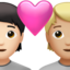 Emoji Couple avec cœur : adulte, adulte, peau claire et peau moyennement claire sur Apple