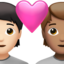 Couple with Heart: Person, Person, Light Skin Tone, Medium Skin Tone emoji on Apple