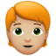 Person: Medium-Light Skin Tone, Red Hair emoji on Apple