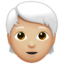 Person: Medium-Light Skin Tone, White Hair emoji on Apple