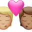 Kiss: Person, Person, Medium-Light Skin Tone, Medium Skin Tone emoji on Apple