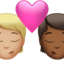 อีโมจิ จูบ: คน คน โทนผิวสีขาวเหลือง และ โทนผิวสีแทน บน Apple