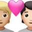 情侣: 成人成人中等-浅肤色较浅肤色 表情符号在 Apple 上的样子