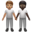 Emoji Deux personnes se tenant la main : peau légèrement mate et peau foncée sur Apple
