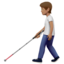 Person with White Cane: Medium Skin Tone emoji on Apple
