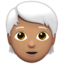 Person: Medium Skin Tone, White Hair emoji on Apple