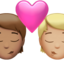 Kiss: Person, Person, Medium Skin Tone, Medium-Light Skin Tone emoji on Apple