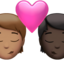 Kiss: Person, Person, Medium Skin Tone, Dark Skin Tone emoji on Apple