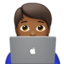 Emoji Persona esperta di tecnologia: carnagione abbastanza scura su Apple
