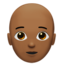 Person: mitteldunkle Hautfarbe, Glatze-Emoji auf Apple