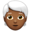 Emoji Dewasa: warna kulit gelap-sedang, rambut putih di Apple