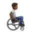 Person in manuellem Rollstuhl: mitteldunkle Hautfarbe, nach rechts-Emoji auf Apple
