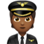 Emoji Juruterbang: ton kulit sederhana gelap pada Apple