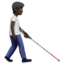 Person with White Cane Facing Right: Dark Skin Tone emoji on Apple