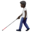 Person with White Cane: Dark Skin Tone emoji on Apple
