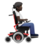 Emoji Pessoa em cadeira de rodas motorizada: pele escura e de frente para a direita no Apple