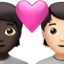 อีโมจิ คู่รัก: คน คน โทนผิวสีเข้ม และ โทนผิวสีขาว บน Apple