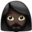Woman: Dark Skin Tone, Beard emoji on Apple