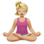 Woman in Lotus Position: Medium-Light Skin Tone emoji on Apple