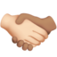 Handshake: Light Skin Tone, Medium Skin Tone emoji on Apple