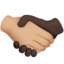 Handshake: Medium-Light Skin Tone, Dark Skin Tone emoji on Apple