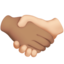 Handshake: Medium Skin Tone, Light Skin Tone emoji on Apple