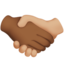 Handshake: Medium-Dark Skin Tone, Medium-Light Skin Tone emoji on Apple
