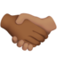 Handschlag: mitteldunkle Hautfarbe, mittlere Hautfarbe-Emoji auf Apple