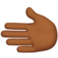 Leftwards Hand: Medium-Dark Skin Tone emoji on Apple