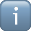 Buchstabe „i“ in blauem Quadrat-Emoji auf Apple