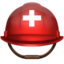 Emoji Topi keselamatan dengan palang putih pada Apple
