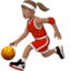 Frau mit Ball: mittlere Hautfarbe-Emoji auf Apple
