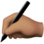 Writing Hand: Medium Skin Tone emoji on Apple