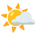 Google üzerinde Bulutun arkasındaki güneş emojisi